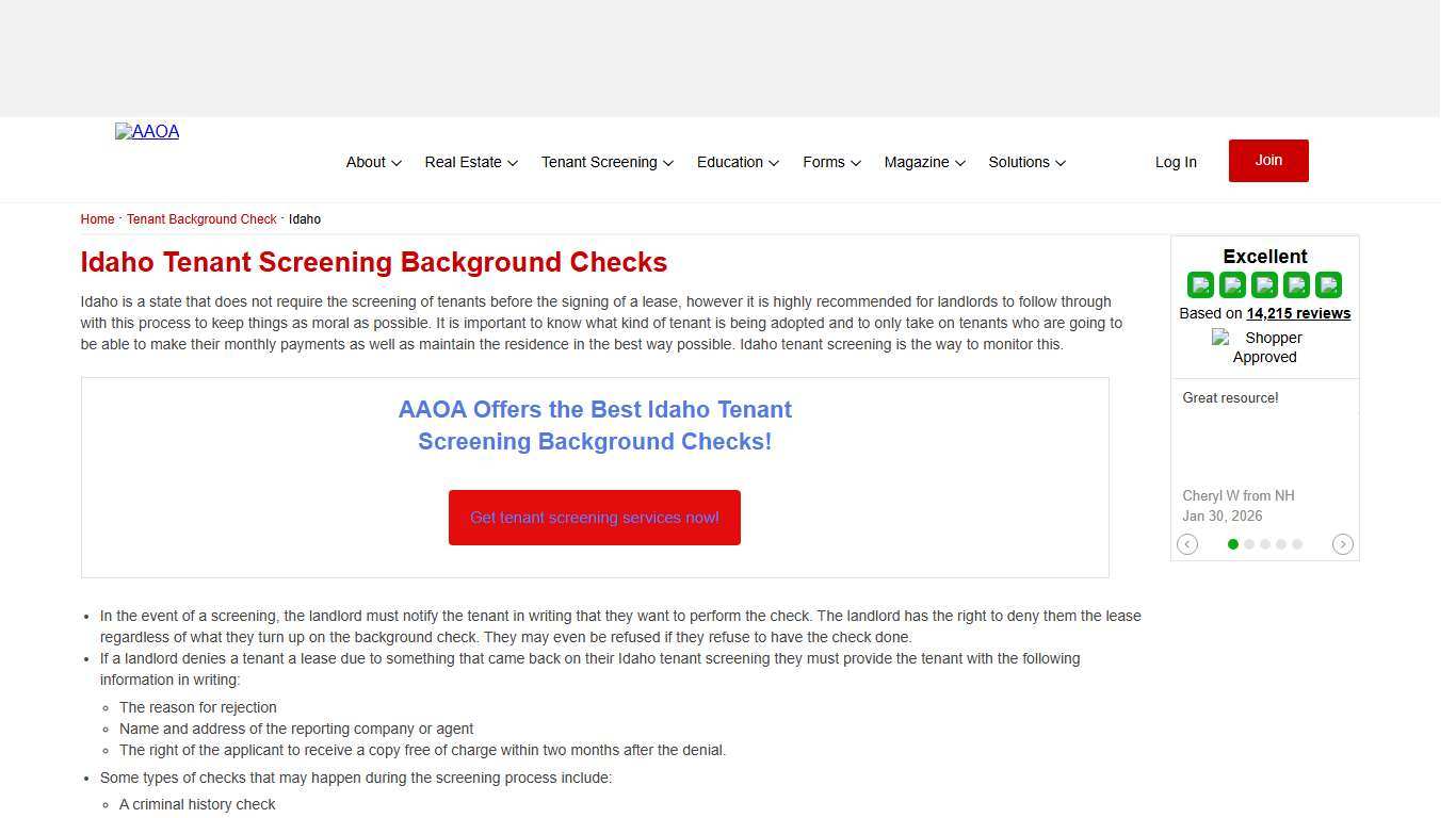 Idaho Tenant Screening Background Checks