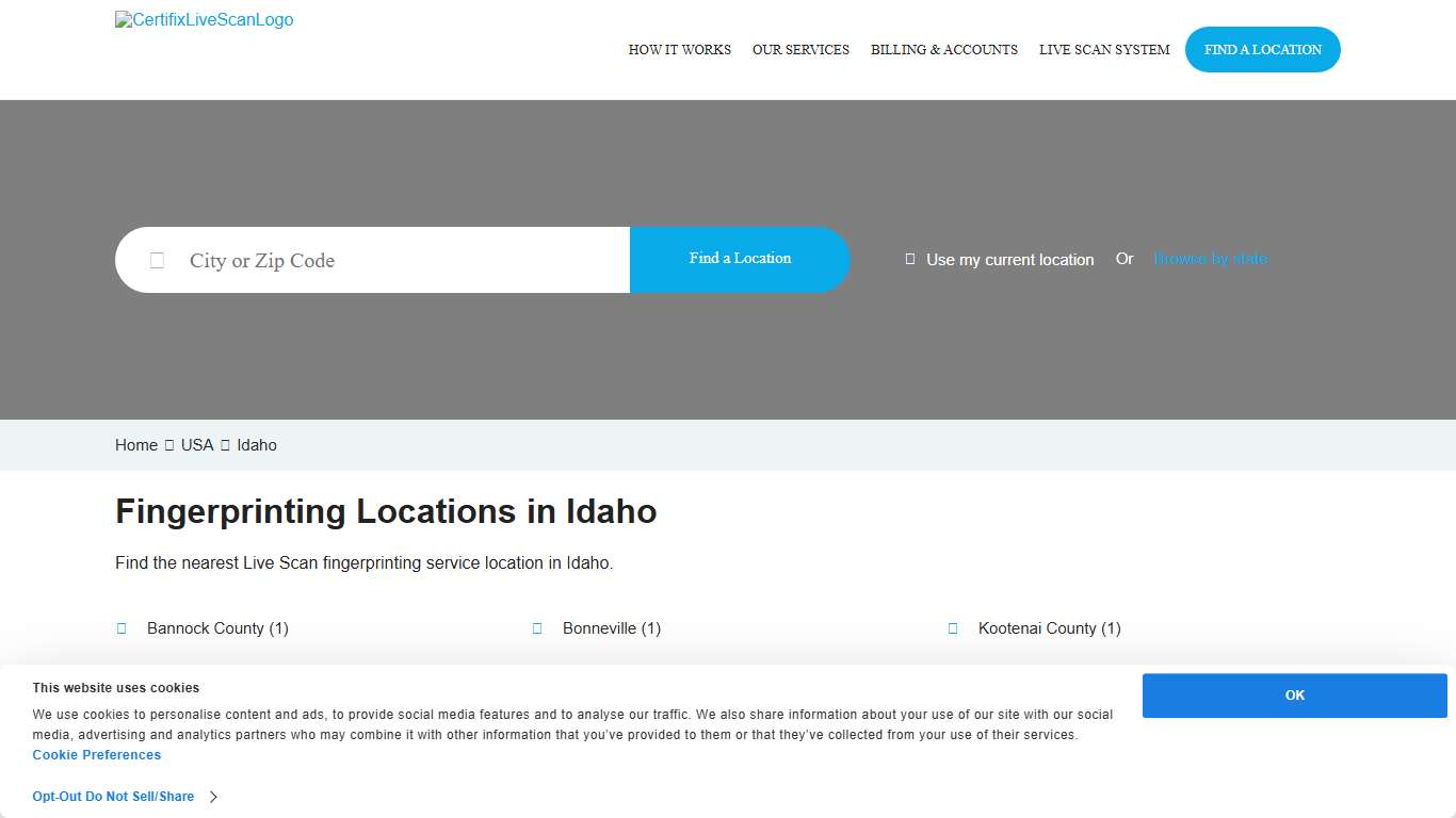 Idaho Live Scan Fingerprinting Locations