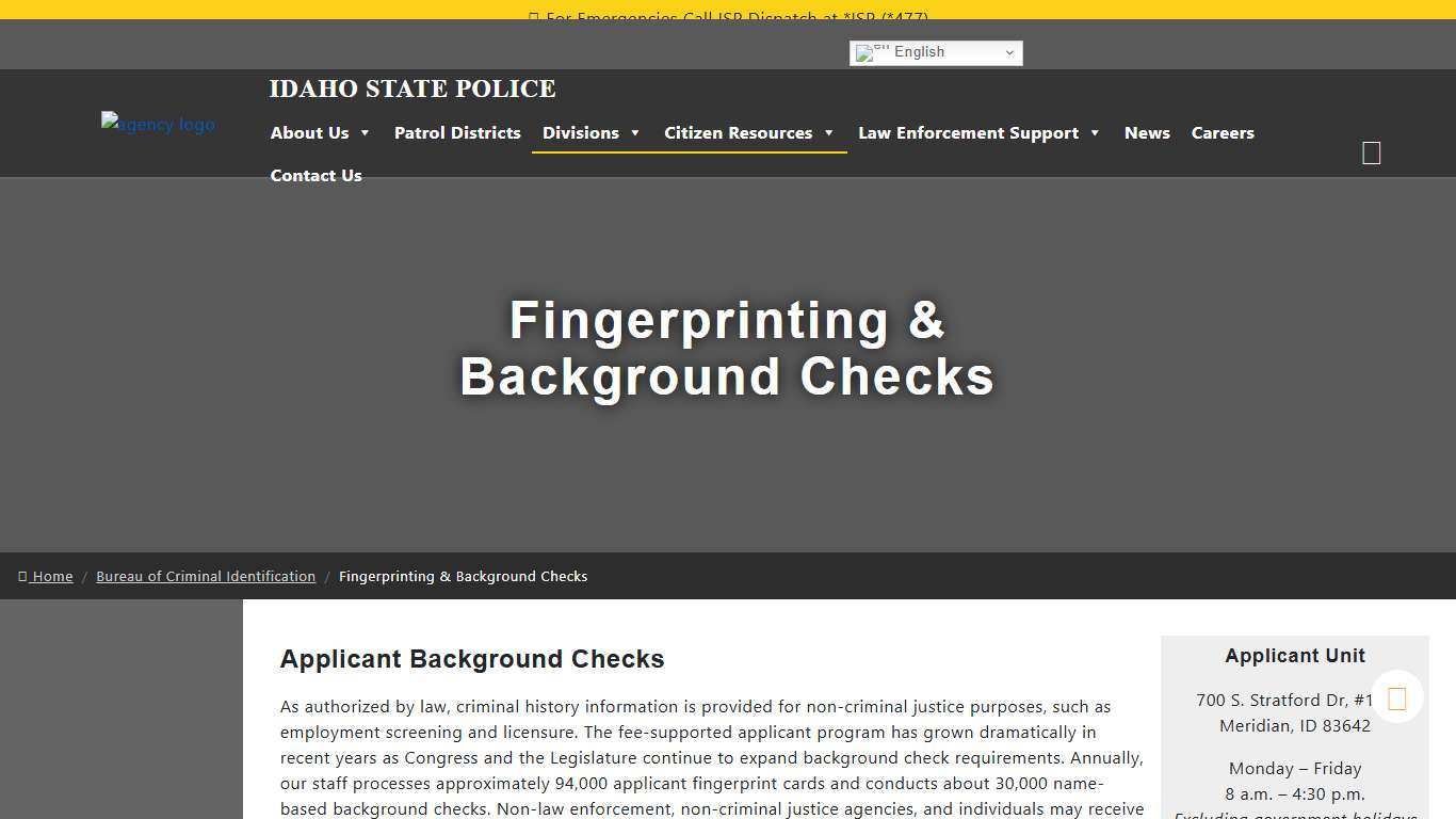 Fingerprinting & Background Checks Idaho State Police